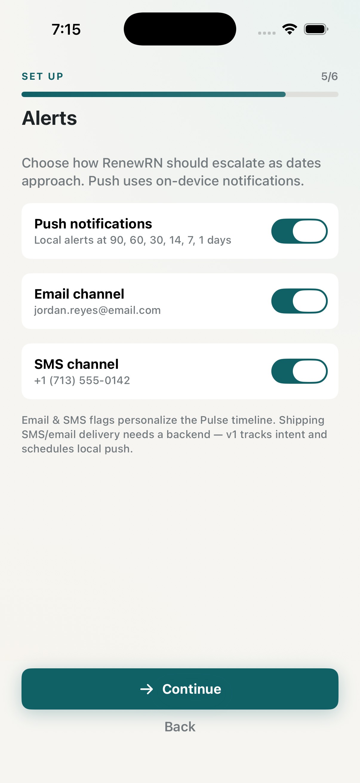 Notification channel toggles