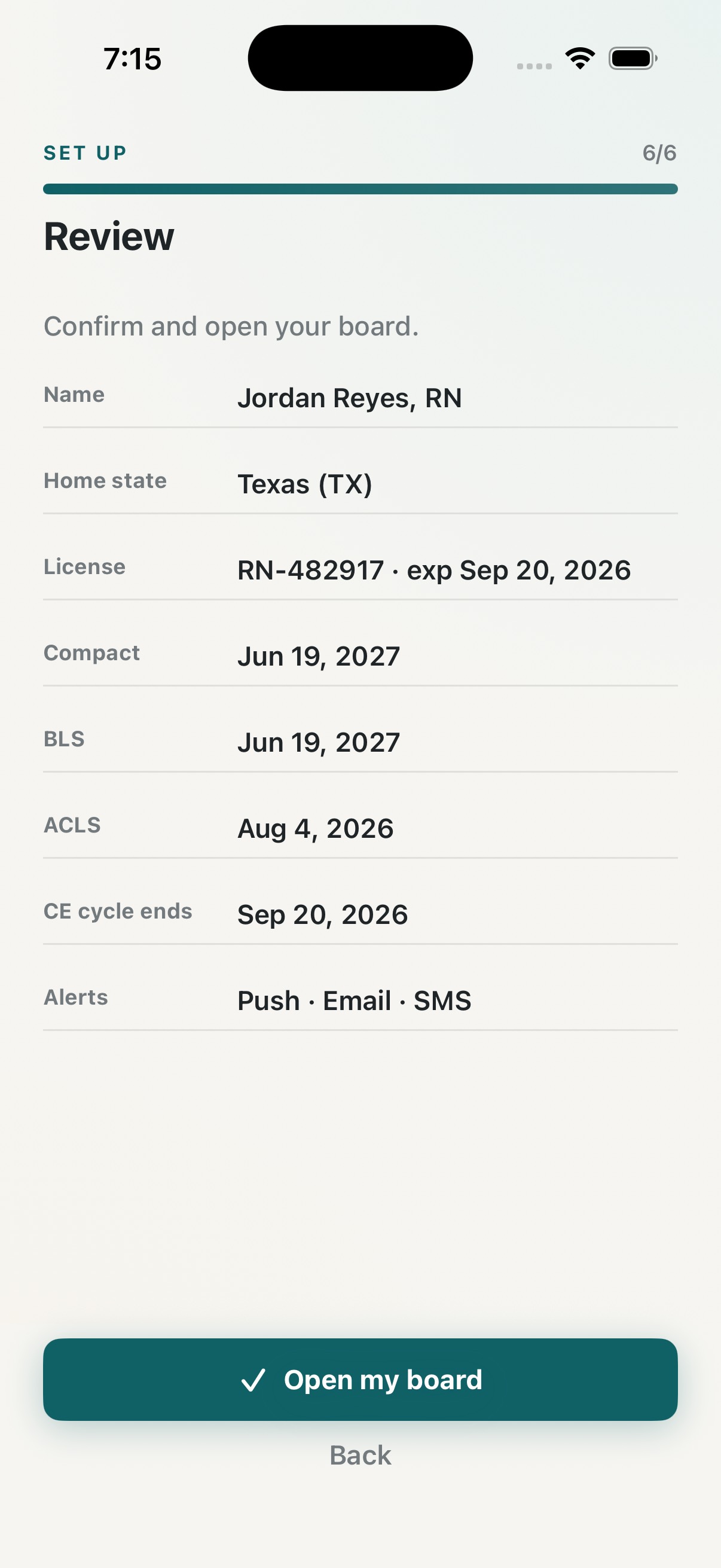Onboarding review summary